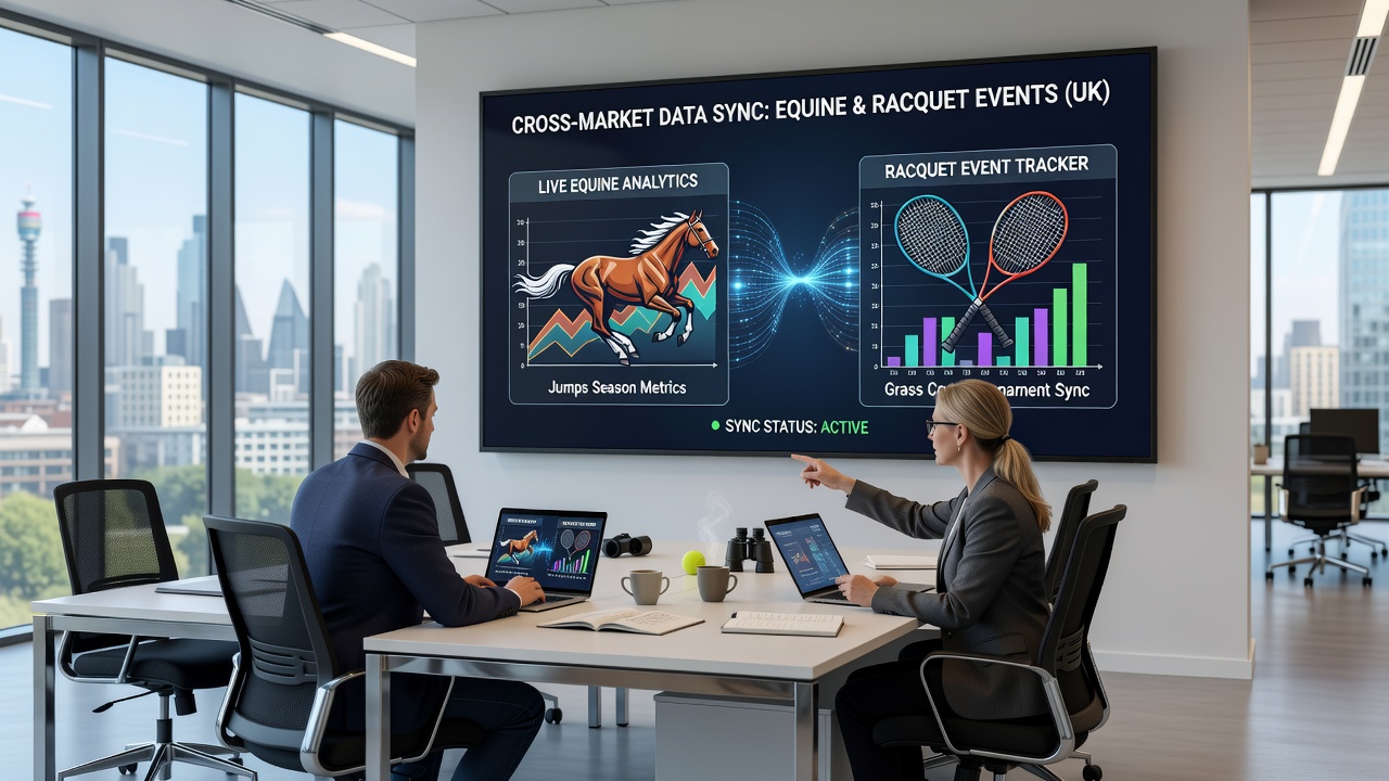 Dashboard displaying integrated equine and tennis analytics on a UK platform interface