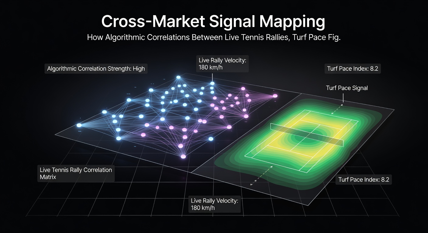 Visual chart of cross-market signal mapping correlations between tennis, horse racing, and football data points