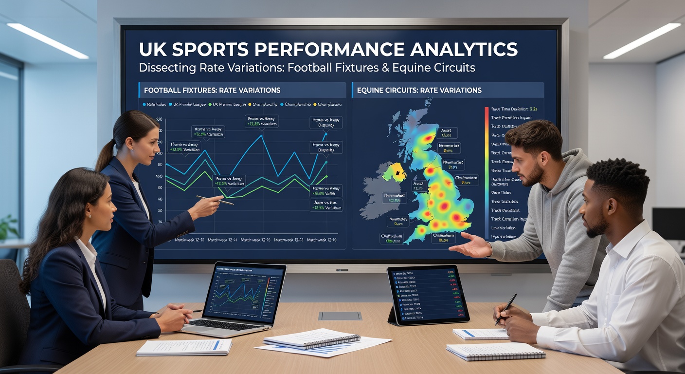 Performance log graphs comparing rate variations in football, horse racing, and tennis events with highlighted statistical trends