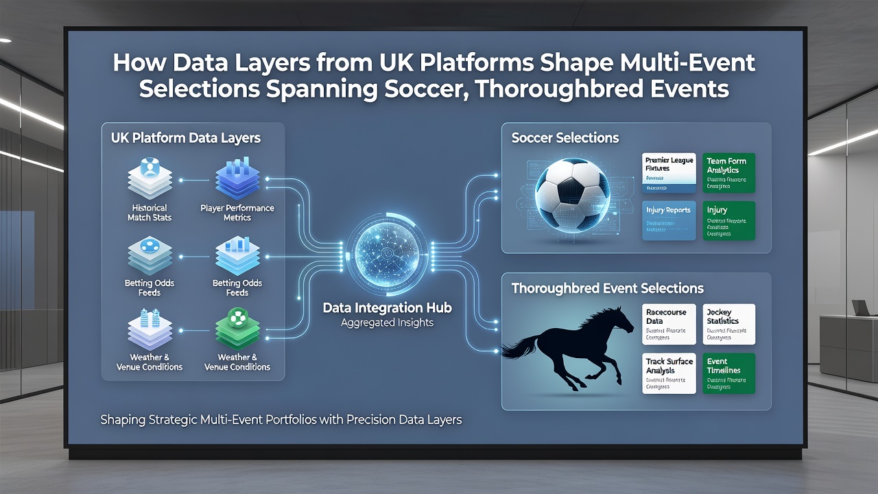 Multi-sport odds comparison interface displaying soccer, horse racing, and tennis selections on a single UK platform dashboard