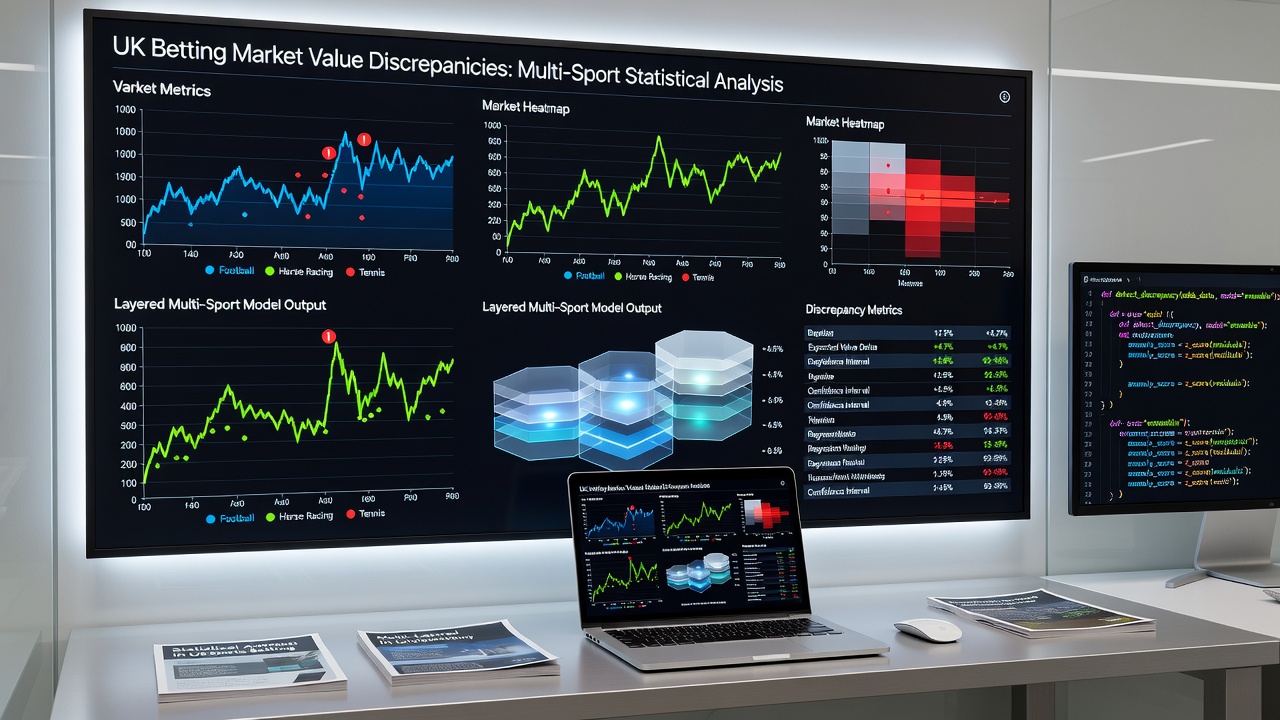 Multi-sport wager simulation showing combined probability outputs for soccer, horse racing, and tennis events