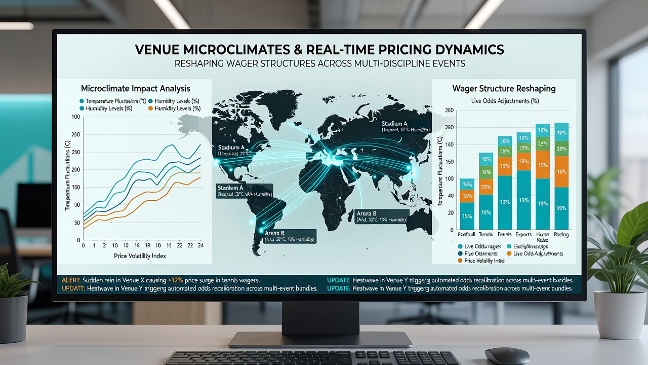 Live odds interface displaying microclimate-driven price movements in combined football, tennis and horse racing markets