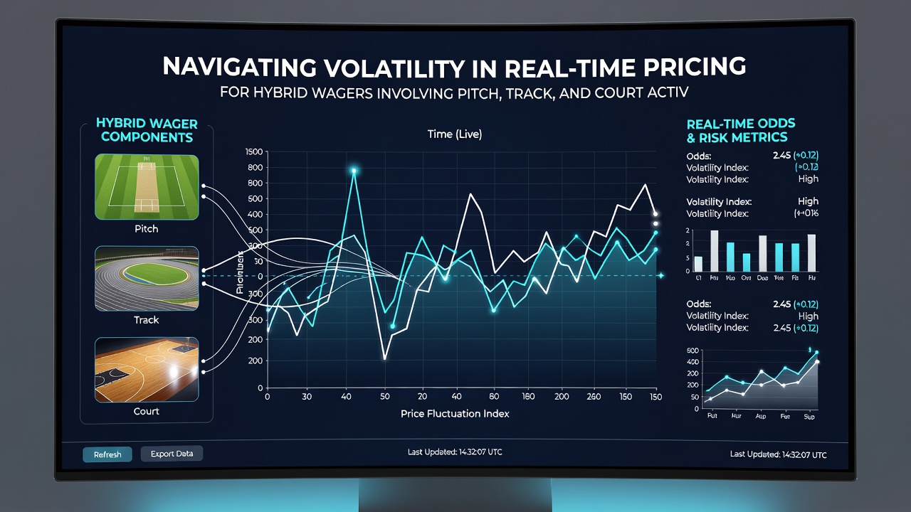 Dashboard view of merged data feeds from multiple sports venues updating hybrid wager prices