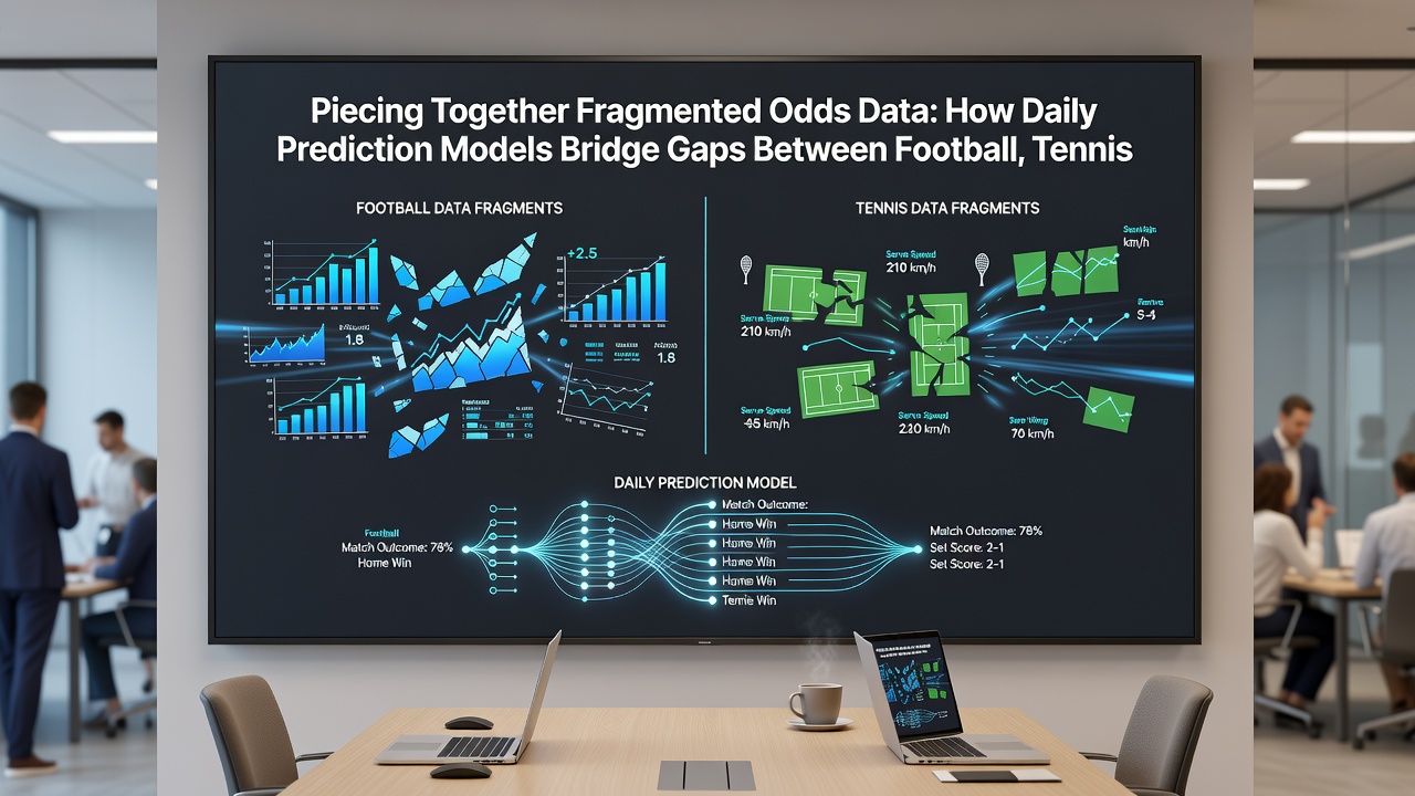 Prediction model dashboard showing cross-sport accumulator adjustments between football, tennis, and racing odds