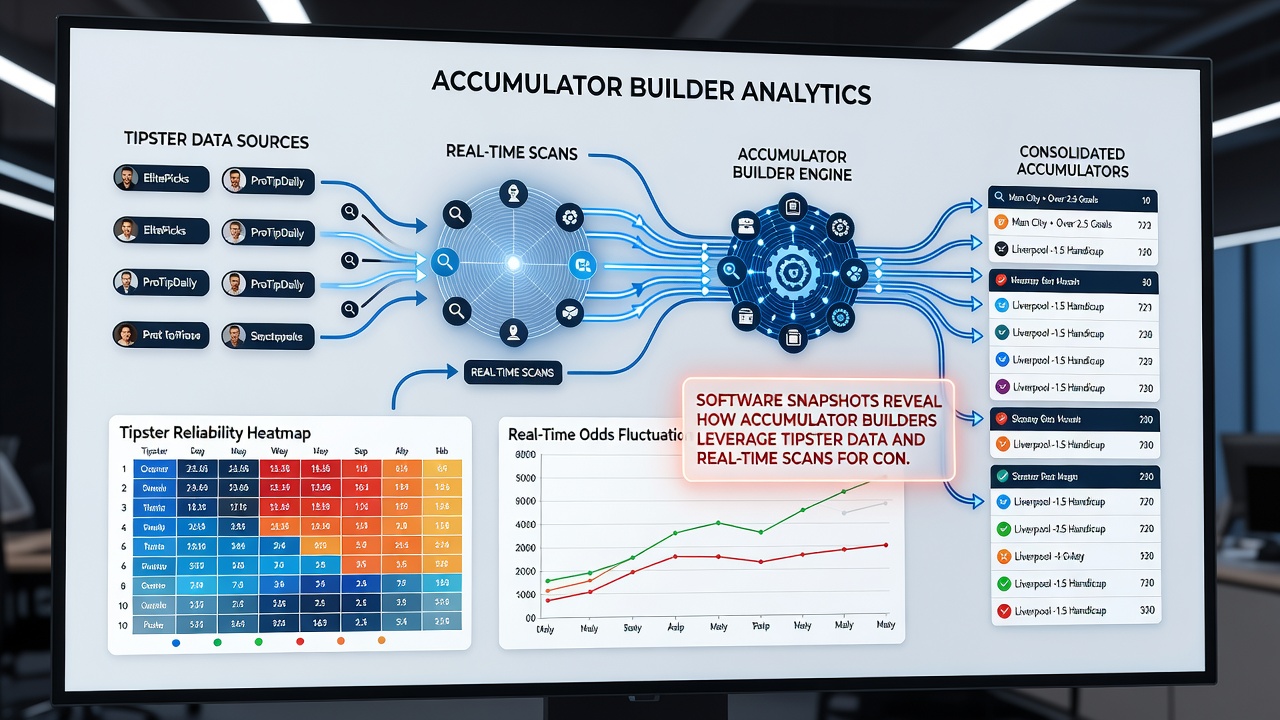 Dashboard view of real-time odds scanner integrated with historical tipster performance data for accumulator construction