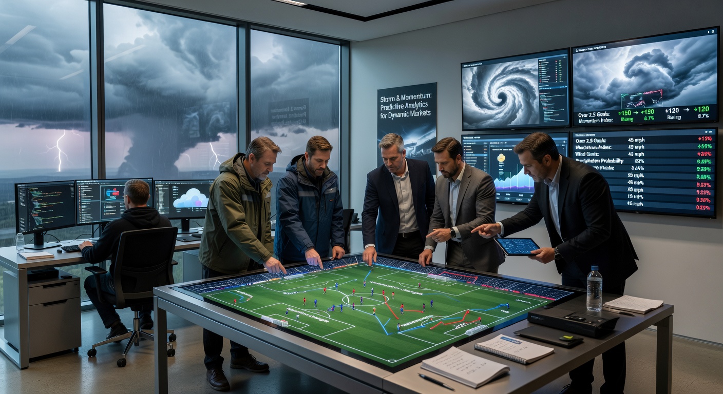 Live data feeds showing momentum shifts in football, turf racing and clay court tennis during storm events
