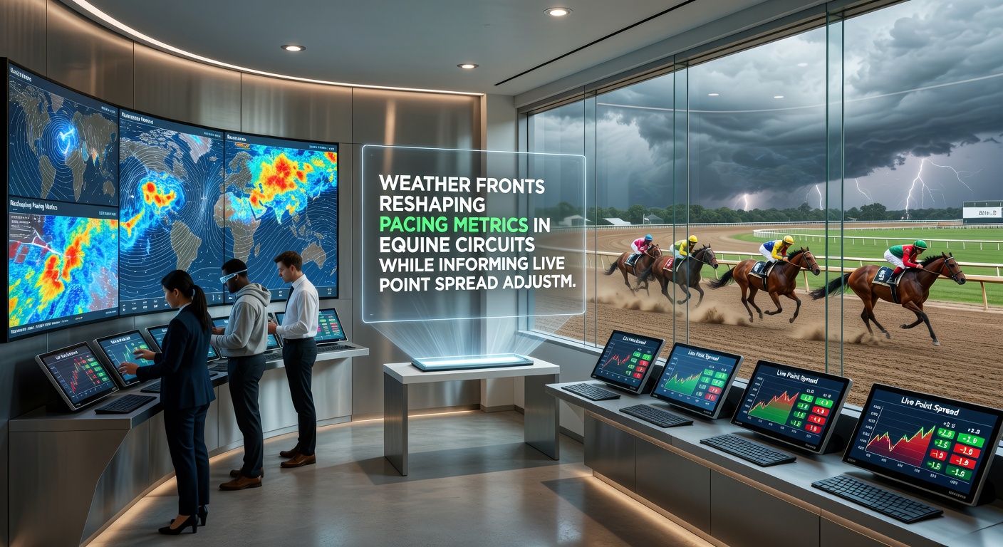 Analysts reviewing live data feeds that connect equine pace figures to football spread updates
